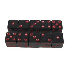 Koplow Games Black Opaque Dice with Red Pips D6 16mm (5/8) Set of 10