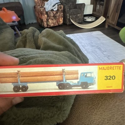 Majorette 320 Fardier Metal Diecast Logging Truck w/ Logs Trailer Blue/Green
