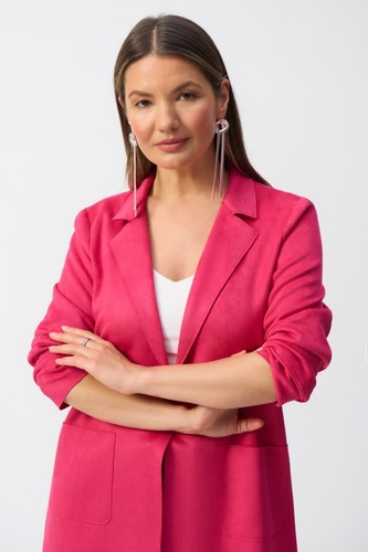 Joseph Ribkoff Raspberry Pink Faux Suede Straight Jacket 251941 Size M RRP £265 - Picture 2 of 4