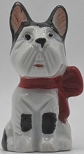 Occupied JAPAN Scottish Terrier Scottie Scotty Dog Red Bow Porcelain Figurine