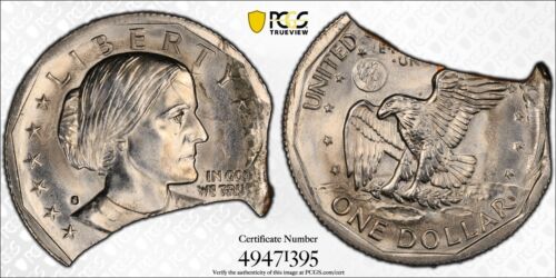 1979-1999 S 30% Double Clipped Planchet Error Susan B. Anthony Dollar PCGS MS 63