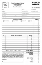 100 Automotive Garage Repair Orders 2545 / 2 Part Carbonless / 5.5 x 8.5 TMG018