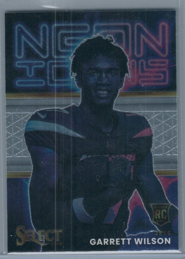 2022 Panini Select Football Garrett Wilson Rookie Neon Icons Silver Base JETS