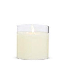 Ivory Pillar in Clear Glass Hurricane 6 x 6"