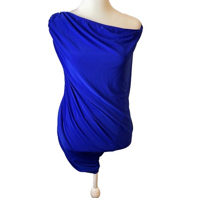Norma Kamali Diana Mini DRESS WOMENS SIZE L NWOT Ruched Body Suit One Shoulder