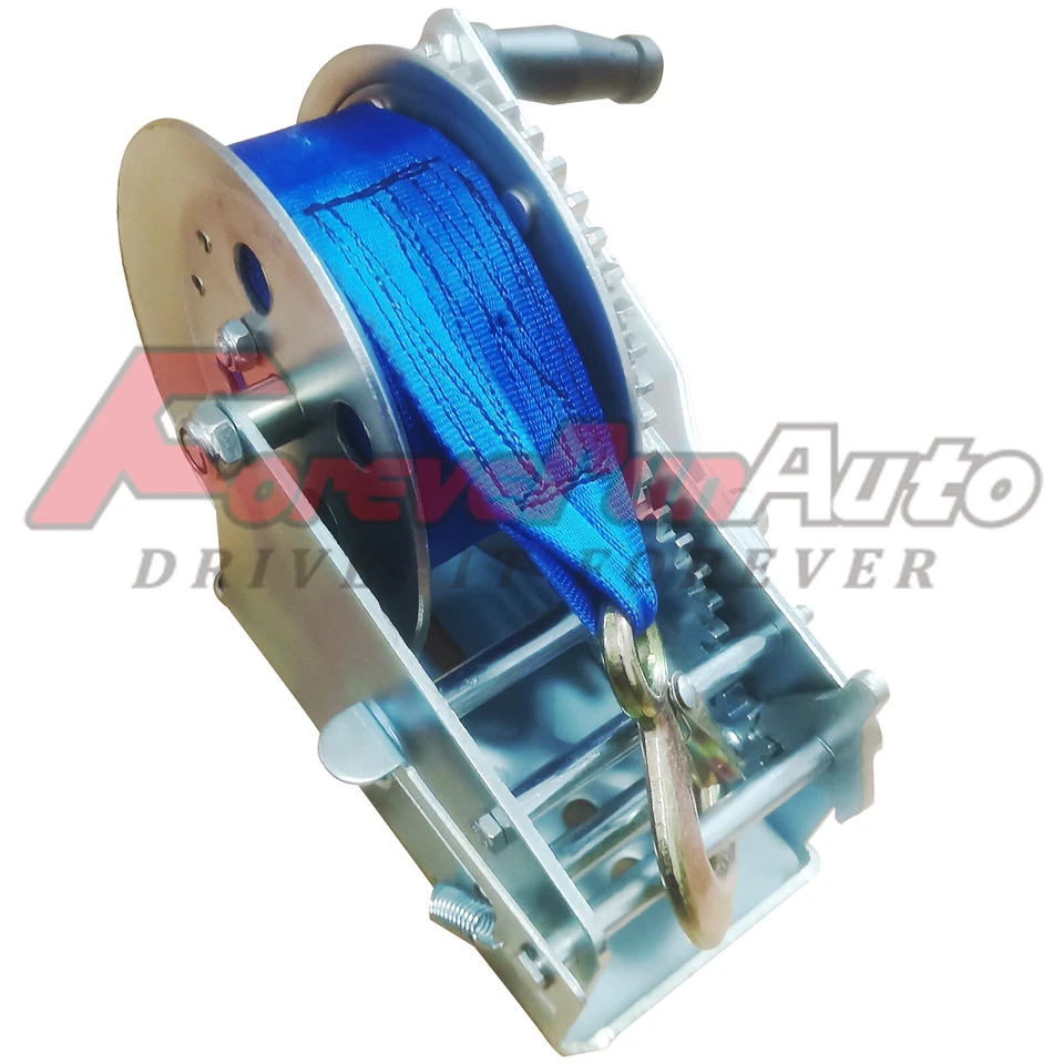 Guincho manual 3200 lb 2 engrenagens manivela alça de poliéster ATV reboque barco resistente - Imagem 3 de 4