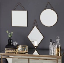 *SMALL* Metal Frame Chain Wall Hanging Decorative Mirror Art Plate Bathroom