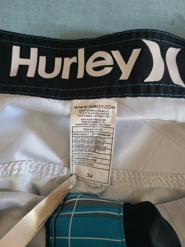 Hurley Herren blau mit schwarz kariertem Board Surf Badeshorts Gr. 34 EUC Tasche! - Bild 13 von 19