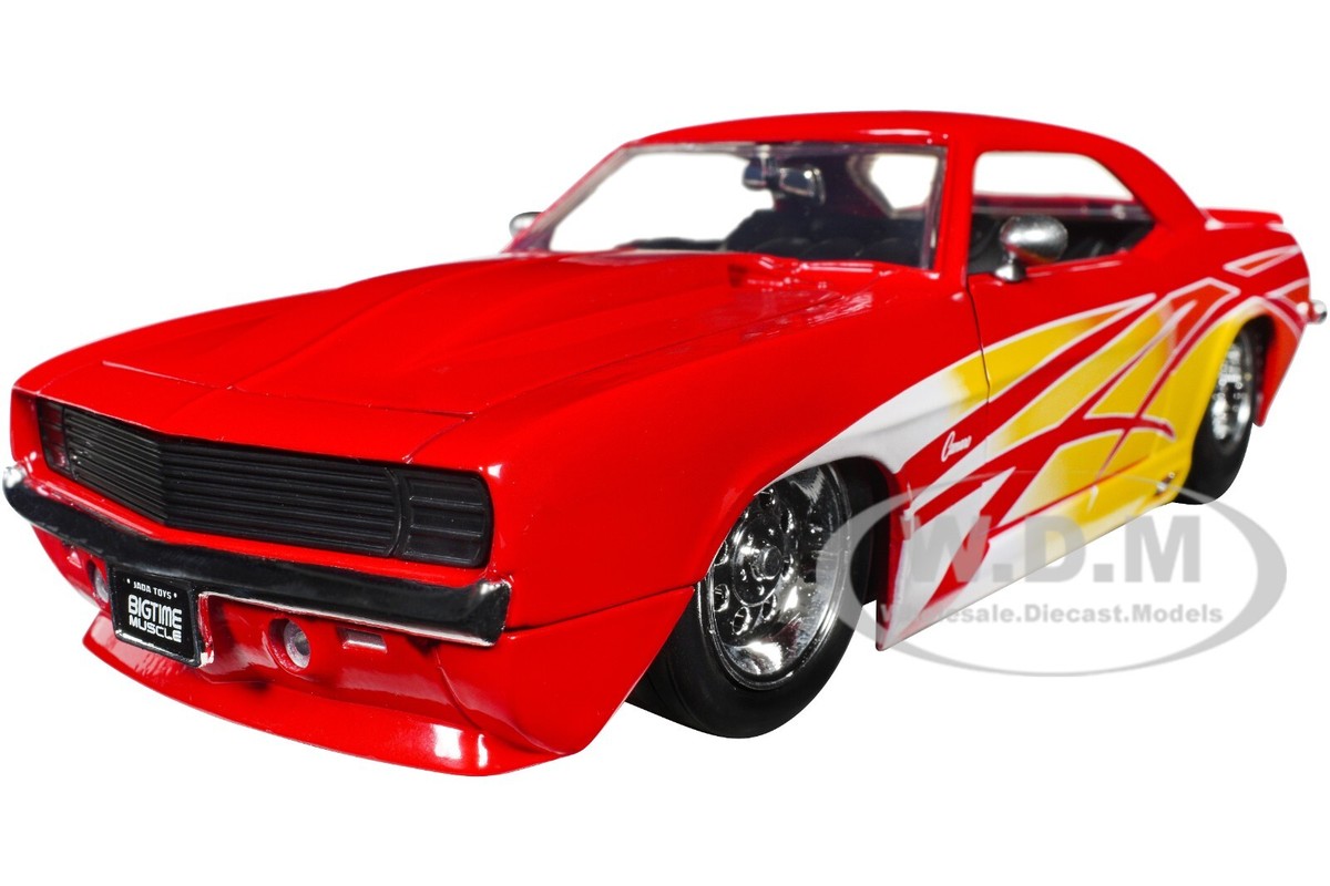 1969 CHEVROLET CAMARO RED W/GRAPHICS 1/24 DIECAST MODEL CAR BY