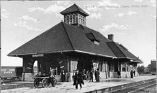 25CC119 NEG/RP 1912 GRAND TRUNK WESTERN RAILROAD DEPOT FLINT MI MOVED  MUSKEGON