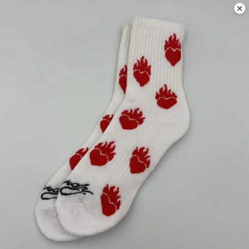 Ed Hardy Women 5 Pairs Fashion Mid Crew Socks Shoe 4-10 Heart Flame Moth Skull - Picture 7 of 11