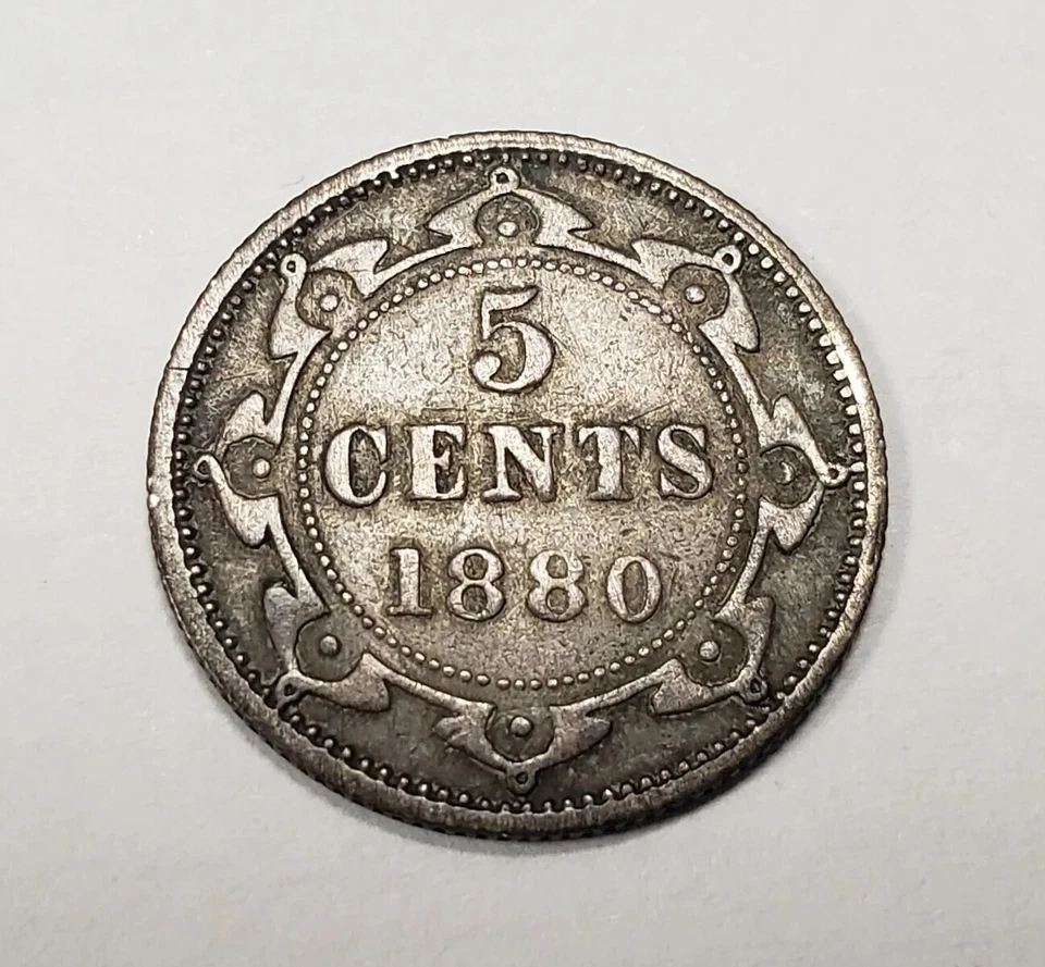 1880 5c .925 Silver Canada Newfoundland - Scarce - VF Semi Key Date - SKU-F7910 - Image 3 of 4