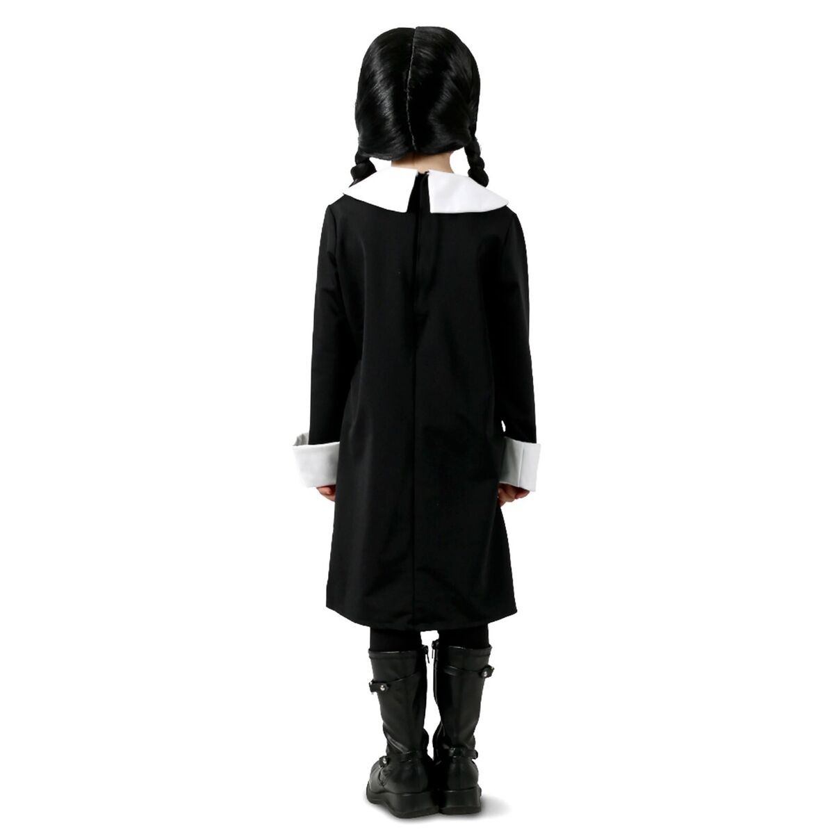 Wednesday Addams Halloween Costume Wig Dress All Black