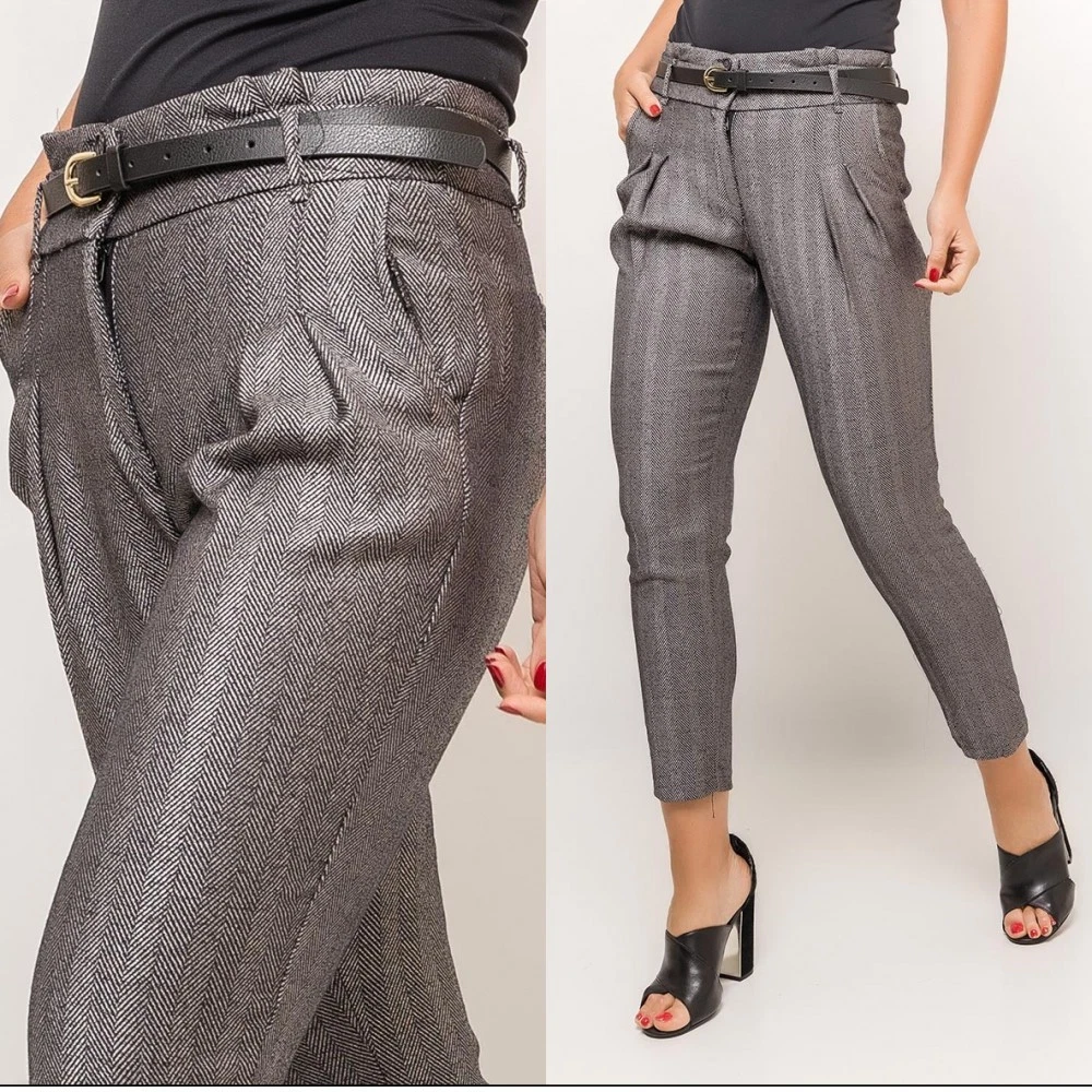 Women s Tapered Office Work Trousers Business Trousers stripped
