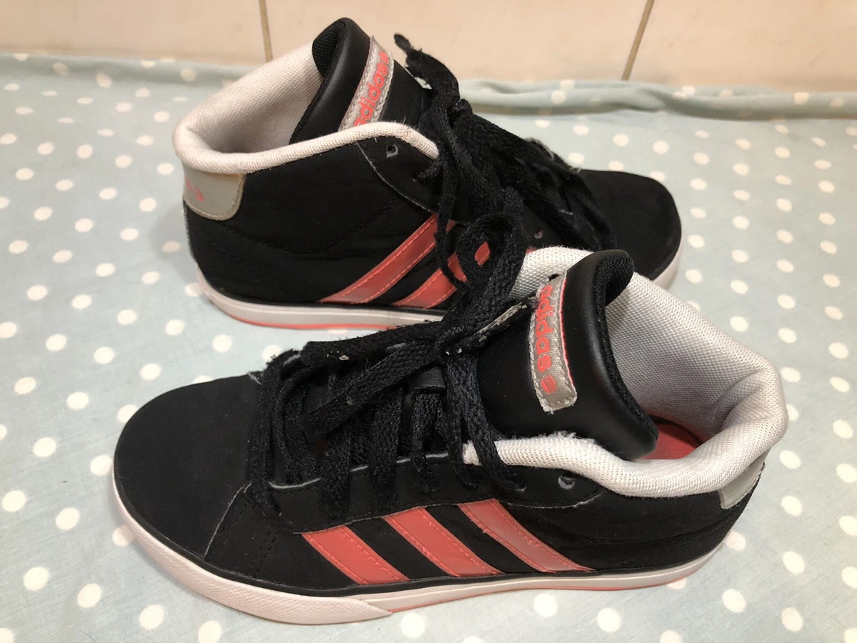 ADIDAS NEO BLACK/PINK NUBUK GIRLS MID TRAINERS SHOES UK1 F38328 | eBay