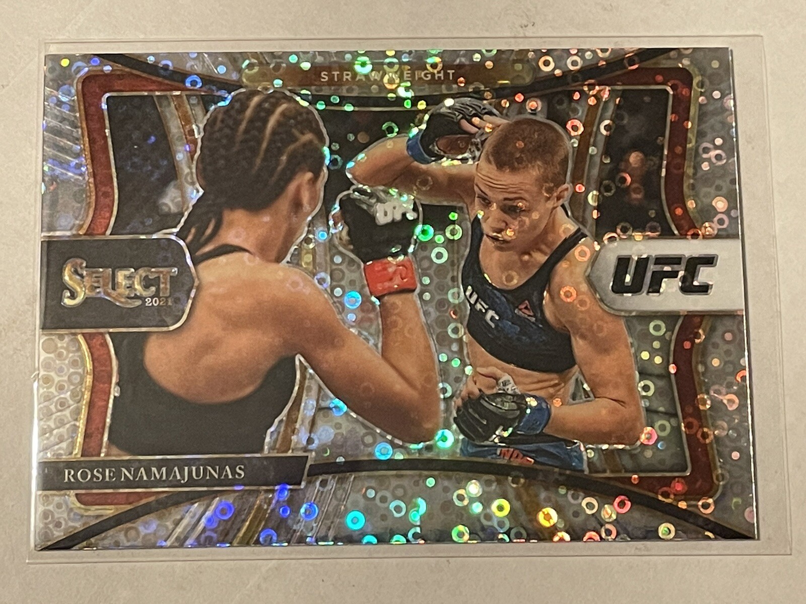 Rose Namajunas UFC 2021 Panini Select Premier Silver Disco Prizm Card #105 SP