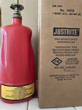 Justrite 14010 Liquid / Gas Dispensing Can 1 Quart Polyethylene Red 4x10-1/2"