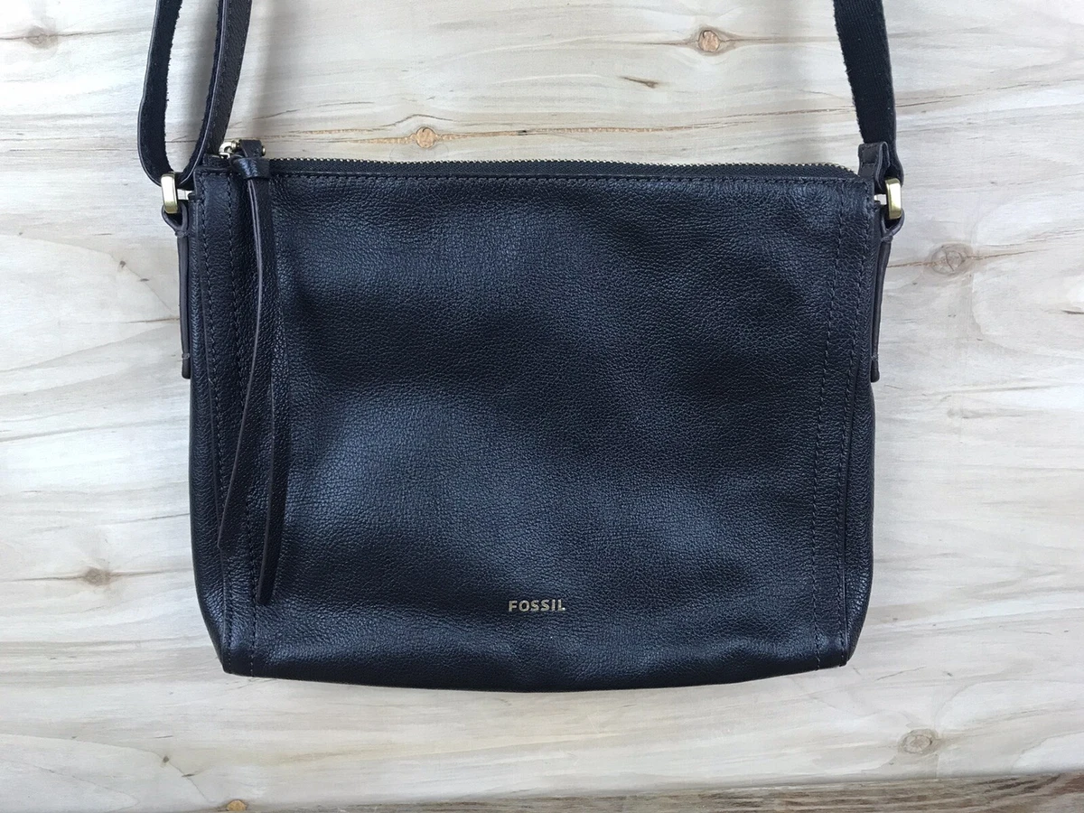 FOSSIL Issue No 1954 Soft Black Pebble Leather Crossbody Purse | eBay