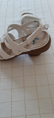 Yuu women's, white strappy sling backs, open toe flat sandals