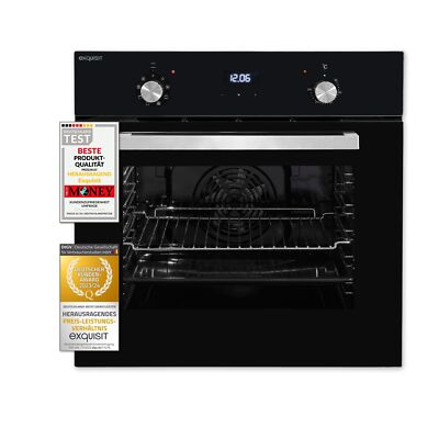 Exquisit EBE 657-2H sw Einbaubackofen | 59 L Backofenvolumen | Heißluft