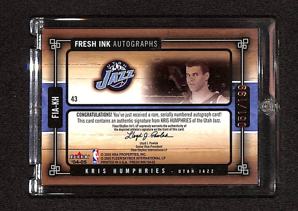Fleer #FIA-KH 2004 Chris Humphries tinta fresca automático SN199 casi como nuevo Foto 2 de 2