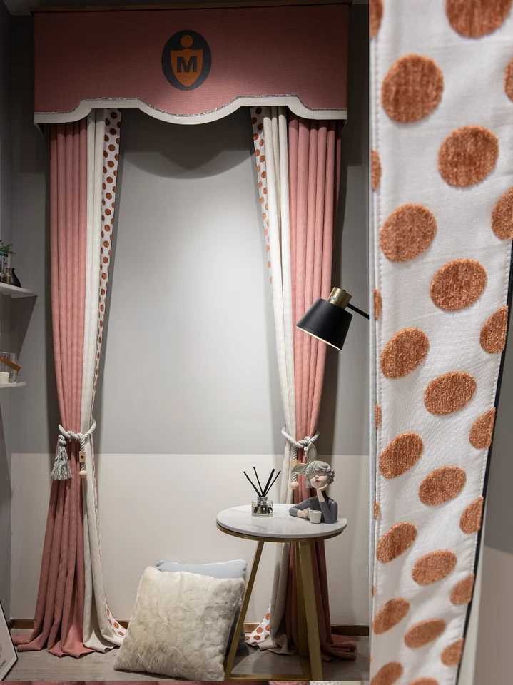 Nórdico Minimalista Moderno Tela Rosa Beige Empalme Cenefa Cenefa Cortina M1363 Foto 2 de 4
