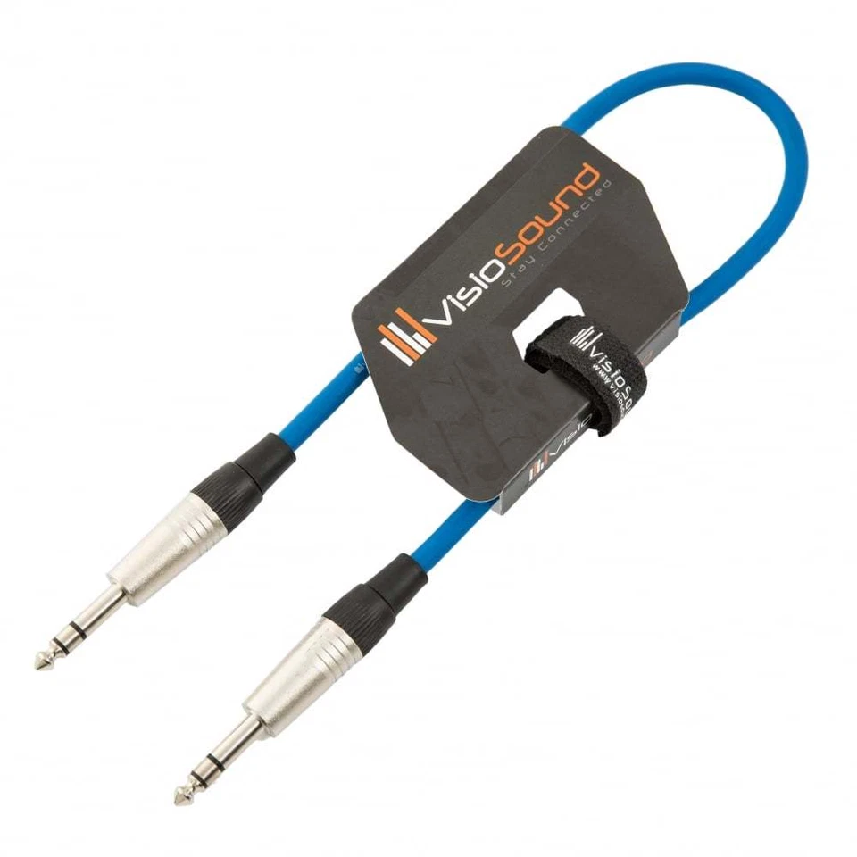 Câble jack TRS stéréo 6,35mm 1/4" à jack TRS / Câble signal équilibré 0.5m Bleu - Photo 1/1