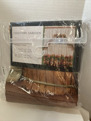 Country Garden Complete Kitchen Curtain Tier & Swag Set #1525 Windows Up To 36"