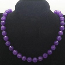 Fashion 12mm Faceted Purple Amethyst Round Gemstone Beads Necklace 18"