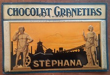 Ancienne Plaque Tole lithographiée CHOCOLAT GRANETIAS STEPHANA cuisine  30x20cm