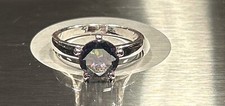 925 Sterling Silver Ring Purple Blue Solitaire Stone Size 6