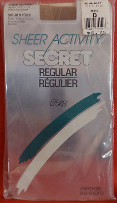 Vintage Pantyhose Secret Sheer Activity Color Beige Size B BLACH1