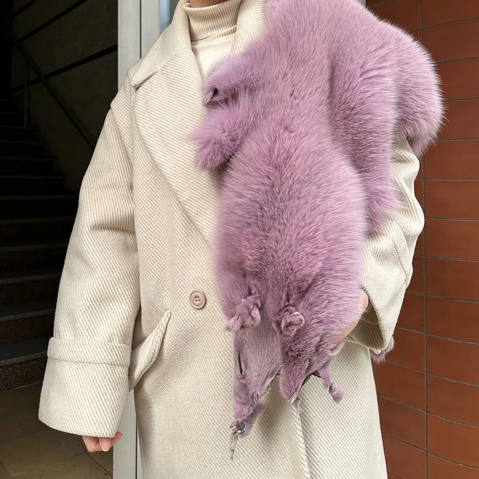 Capa de piel de zorro real rara, sobre el hombro con piel de zorro natural de piel completa, chal Foto 3 de 4