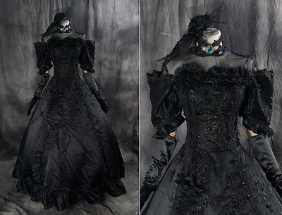 a-277 Vocaloid Miku Cosplay Kostüm Gothic Victorian schwarz Abend-Kleid Hochzeit