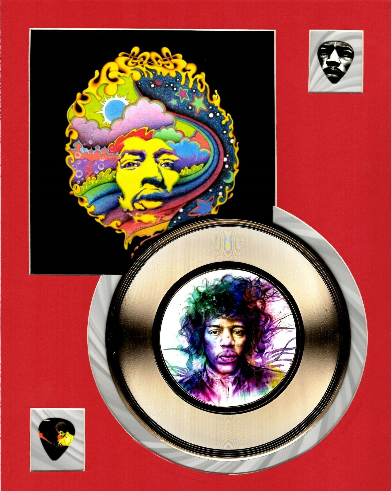 Jimi Hendrix Outlet SALE Matted Picture Guitar Woodstoc Gold 45 Picks Plated Regular dealer