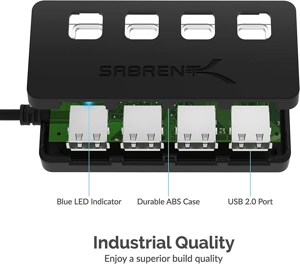 4-Port USB 3.0 Hub with Smart Charging Port and Fast Data Transfer