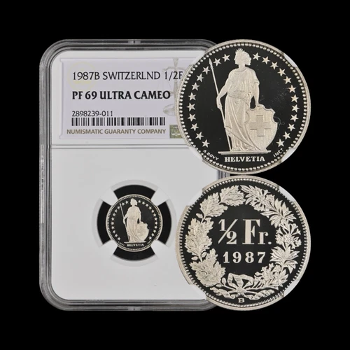 SWITZERLAND. 1987, 1/2 Franc - NGC PF69 - Top Pop 🥇 Helvetia