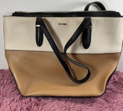 NINE WEST Women's Large Black, White Tan Bag/purse/tote/ Shoulder Bag 
