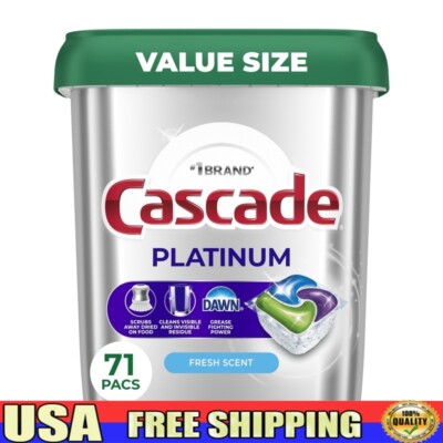 Platinum Dishwasher Pods Fresh Scent 71 Count No Prewash Detergent Tabs New