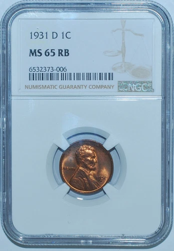 1931 D NGC MS65RB Red and Brown Lincoln Wheat Cent