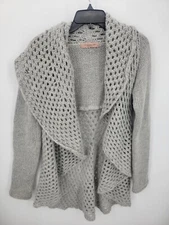 Elsamanda Cardigan Sweater Womens Medium Gray Mohair Wool Blend Big Collar Italy