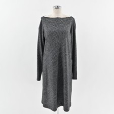 Eileen Fisher Womens Dress Size L Gray Organic Cotton Wool Lagenlook Long Sleeve