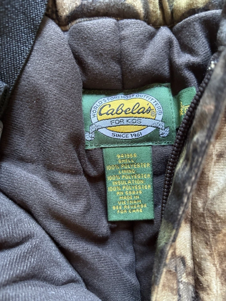 Cabelas Youth LG Insulated Camo Hunting Pants Sm Women Suspenders Leg Zippers - Image 2 of 4