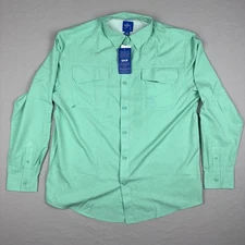 Guy Harvey Men’s Fishing Shirt Large Green Long Sleeve Vented Button Up NWT