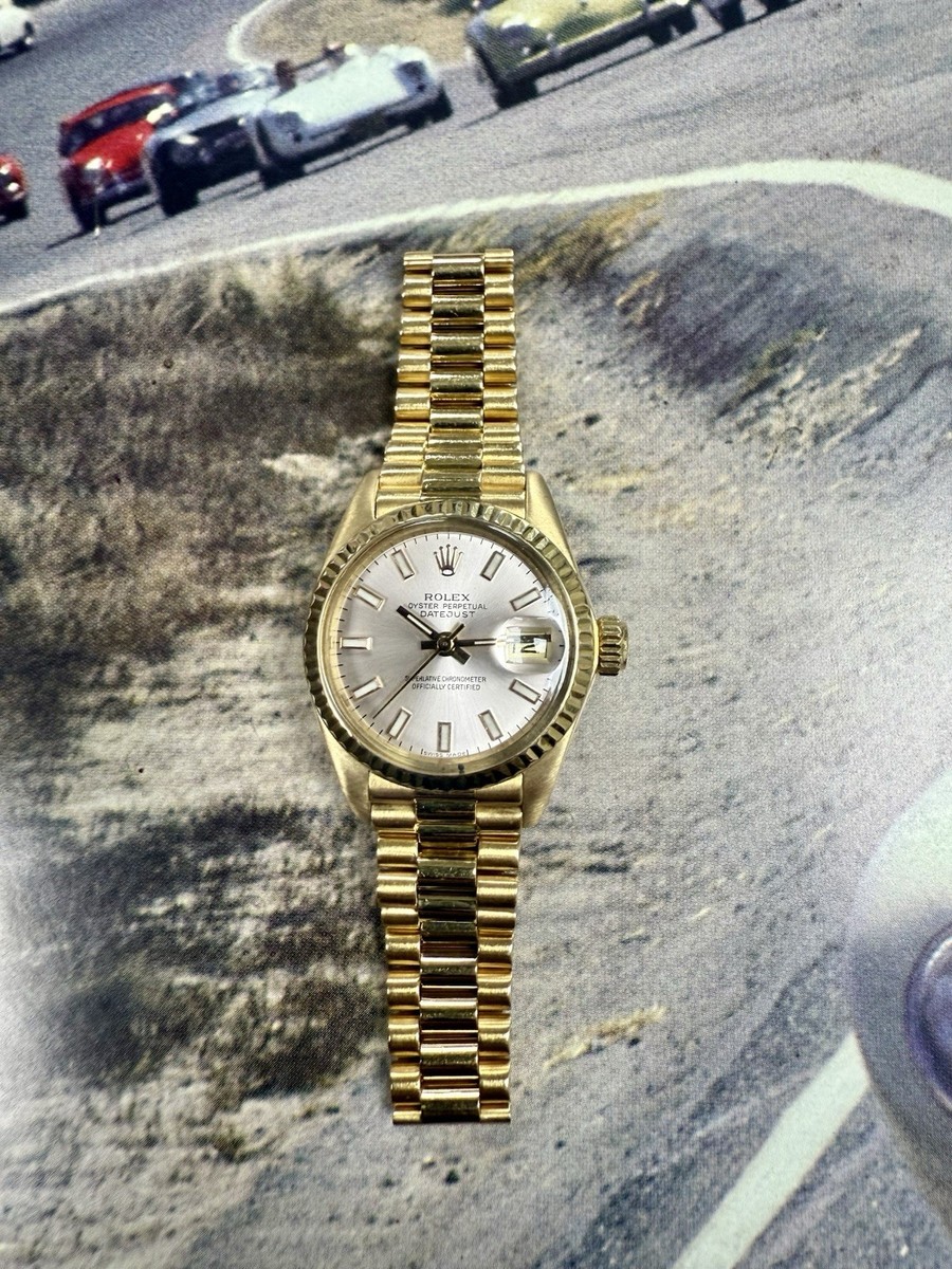 Rolex 6917 Ladies 18k Gold Datejust President Jubilee Pink Silver