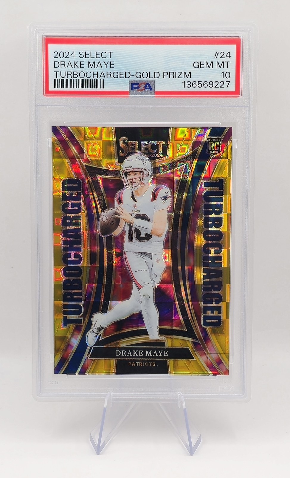 Drake Maye Panini Select Turbocharged #24 Gold Prizm