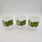 Anchor Hocking Vintage Fire King Hildi Green Frog Coffee Mug, Milk Glass