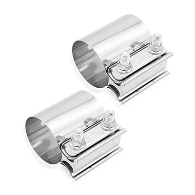 2PCS Stainless Steel Lap Joint Band Clamp, Universal Pipe Repair Clamp 2.0 Inch