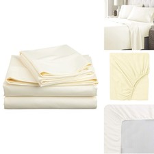 SKS Linen 100 Egyptian Cotton King 76"X80" Ivory 6-Piece Sheet Set Deep Pocket