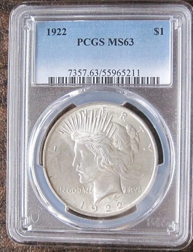 1922 Silver Peace Dollar PCGS MS63